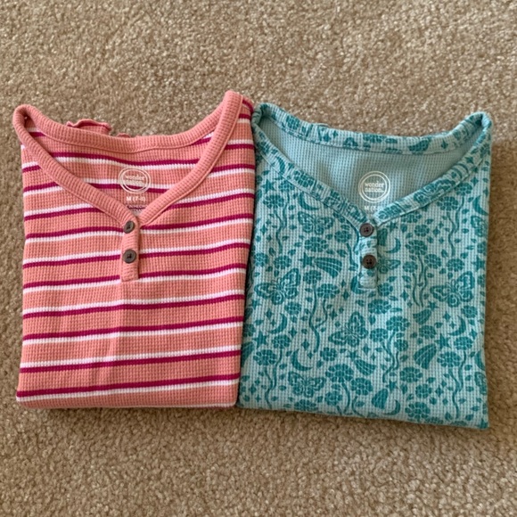 2 Wonder Nation Lettuce Edge 2 Button Tops Size Medium 7/8 - Picture 3 of 8